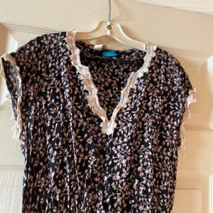 Ragtime vintage sweet dress Chest 32, Length 43.5, good cond., 70s, black floral